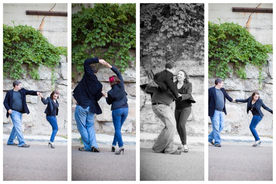 Jessica Benham and husband, Karl, dancing in a four-plate image